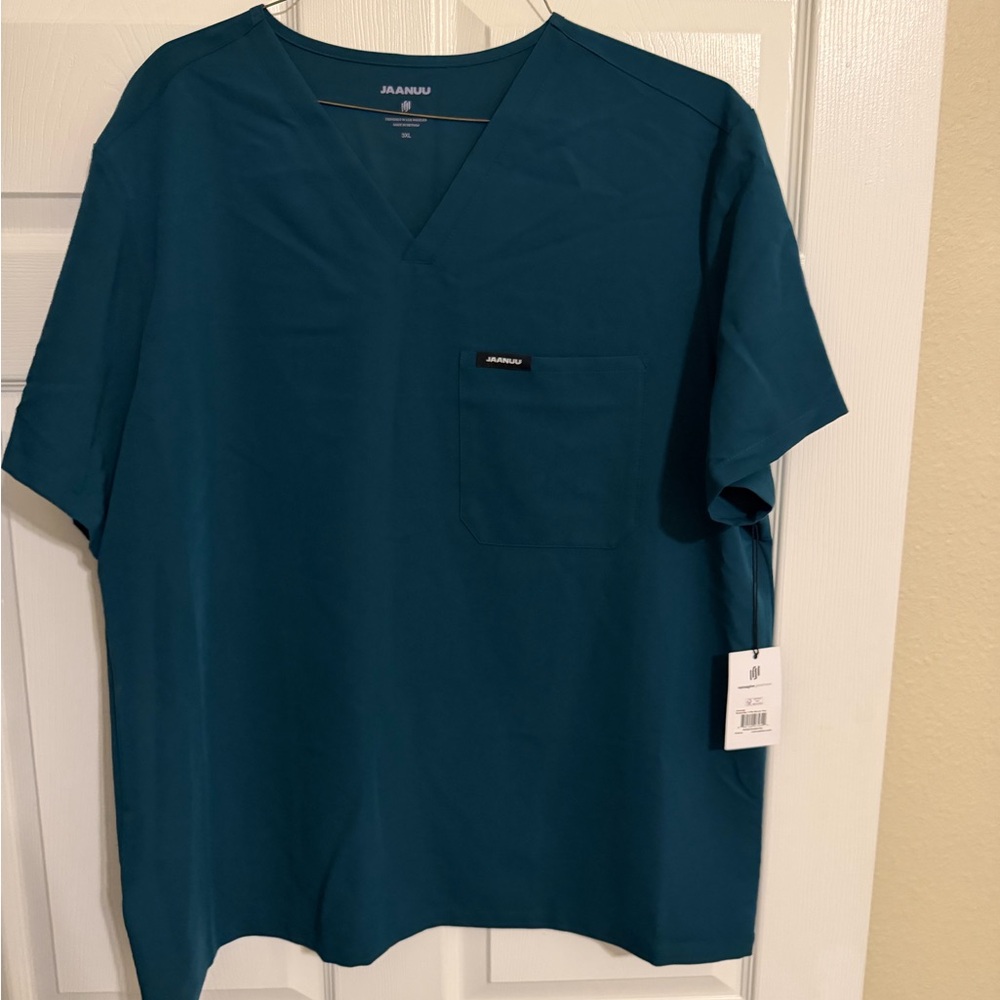 Jaanuu Men's Dark Green Scrub Top (New)